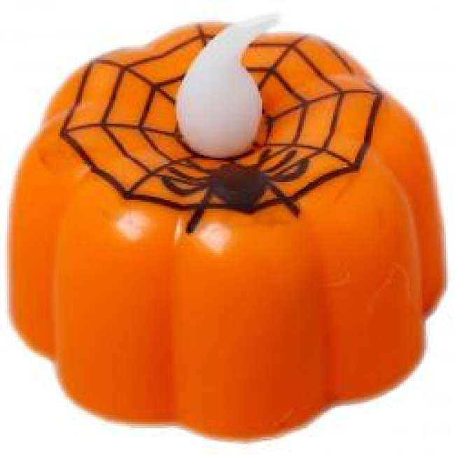 Priser på Muto Halloween Græskar med edderkoppespind 4,5 cm LED-lys - Led-lys