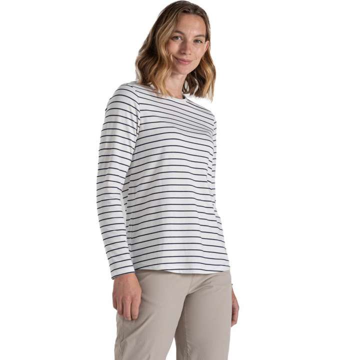 Priser på Craghoppers Womens Nosilife Akona L/S Top (Blå (BLUE NAVY STRIPE) 40)