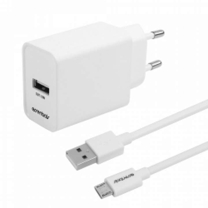 Priser på Essentials Wall Charger 12w, Usb-a Micro Usb Cable 1m, White - Oplader