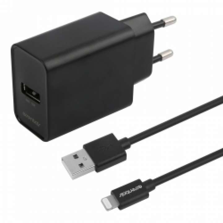 Priser på Essentials Wall Charger 12w, Usb-a Light. Mfi, Cable 1m,black - Oplader